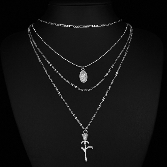 Multi-Layer, Maria, Rose Pendant Necklace - Picture 2 of 7